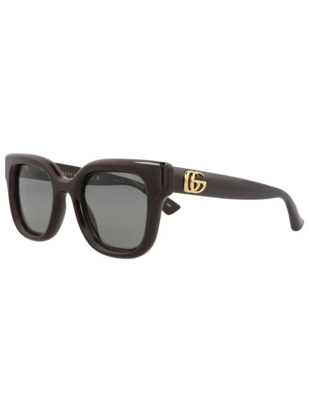 New Gucci Women's Sunglasses Square Rectangle Injection Frame Brown Brown Grey